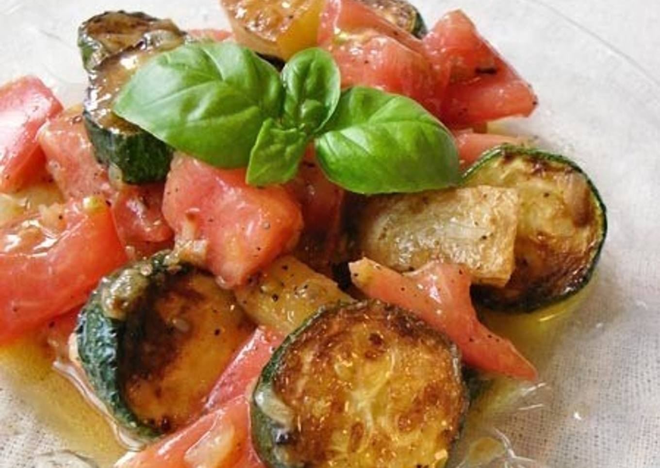 Marinated Grilled Zucchini & Tomato Salad