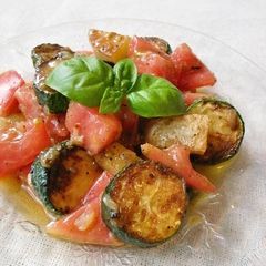 A picture of Marinated Grilled Zucchini & Tomato Salad.