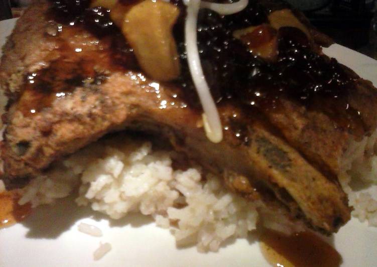 Easiest Way to Make Ultimate Brad’s 5 spice pork chops with apple cranberry chutney