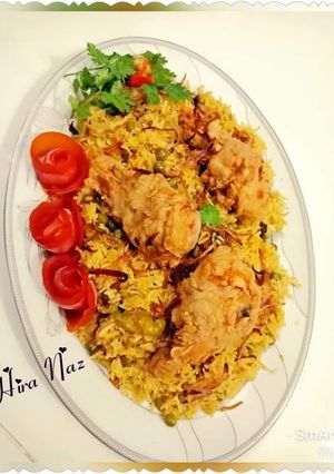 A picture of Matar ki Briyani With Broast.