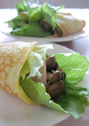 A picture of Lettuce and Mushroom Rice Flour Crepes.