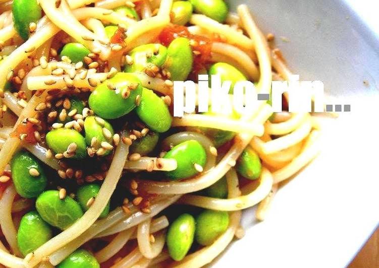 Recipe of Homemade Umeboshi and Edamame Pasta Salad