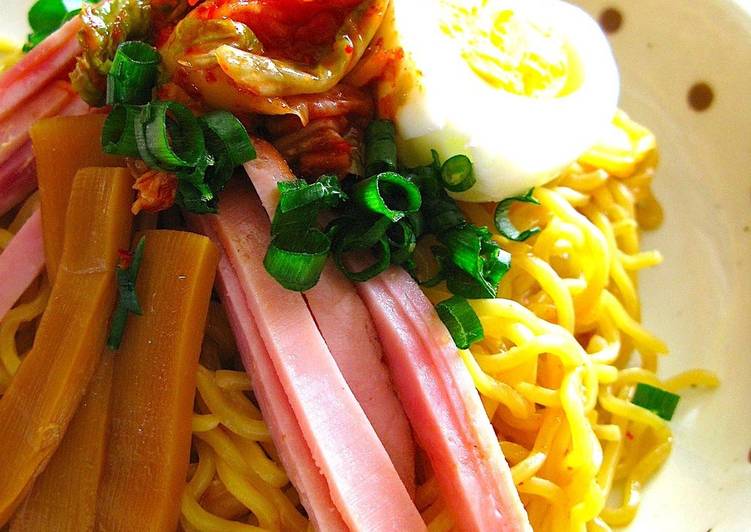 Recipe of Any-night-of-the-week Spicy Oil Ramen (Soupless Ramen) with Kimchi