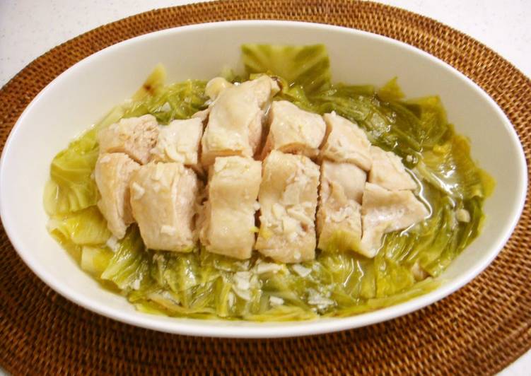 Cabbage and Chicken Breast Steamed in the Microwave
