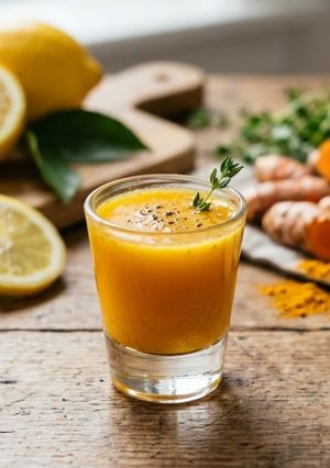 Una foto de Shots de Jengibre, Limón y Cúrcuma