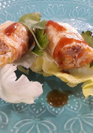 Una foto de Rollitos de papel de arroz rellenos de cerdo