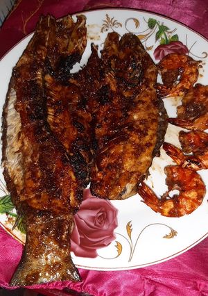 Foto resep Ikan dan udang bakar bumbu kecap