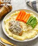 Chicken steak with mushroom sauce with mashed potato