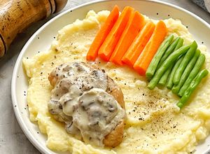 Foto resep Chicken steak with mushroom sauce with mashed potato