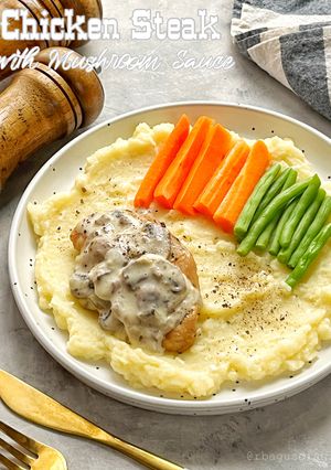 Foto resep Chicken steak with mushroom sauce with mashed potato