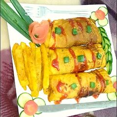 A picture of Chees Egg rolls paratha 😋.