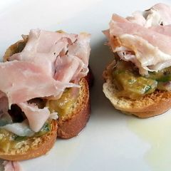 A picture of Ham On Baquette With Sambal Tomat /Indonesia Fusion.