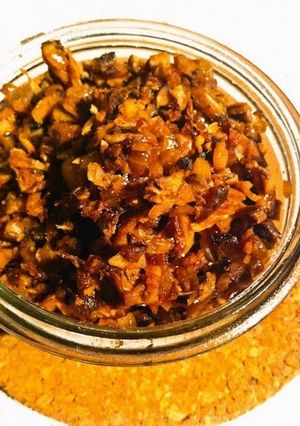 A picture of Vegetarian "Meat" Miso with Dried Shiitake Mushrooms.