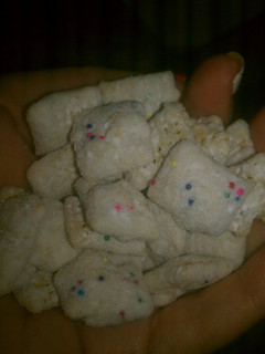 A picture of Cake Batter Muddy Buddies.
