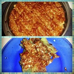 A picture of apple crisp.