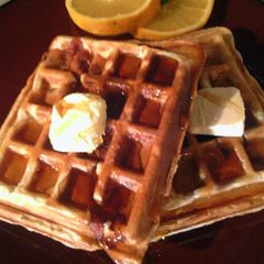 A picture of bacon waffles.