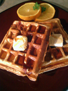 A picture of bacon waffles.