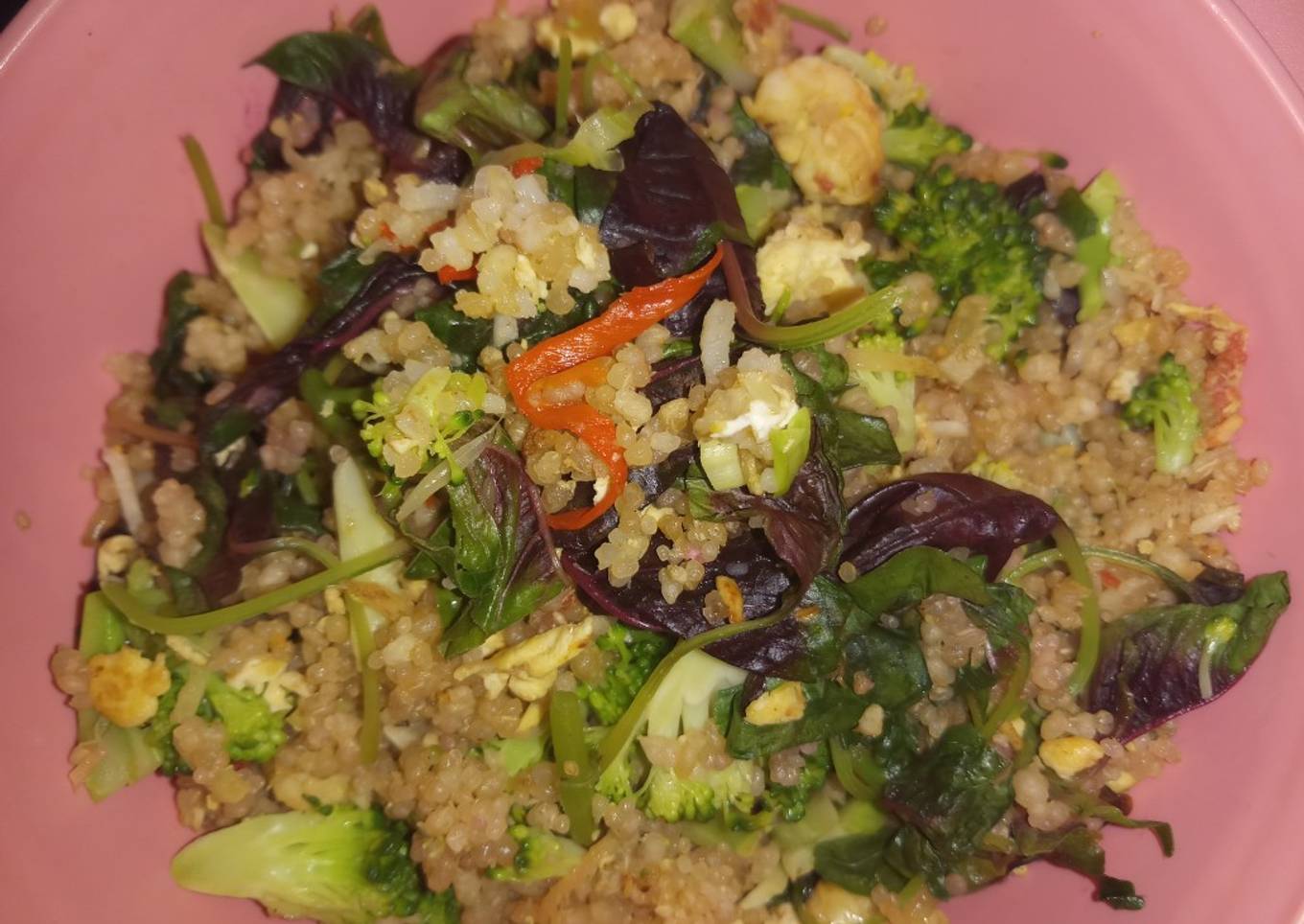 Nasi tiwul goreng udang sayuran
