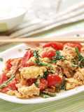 Scrambled Eggs with Colourful Vegetables and Ponzu Sauce