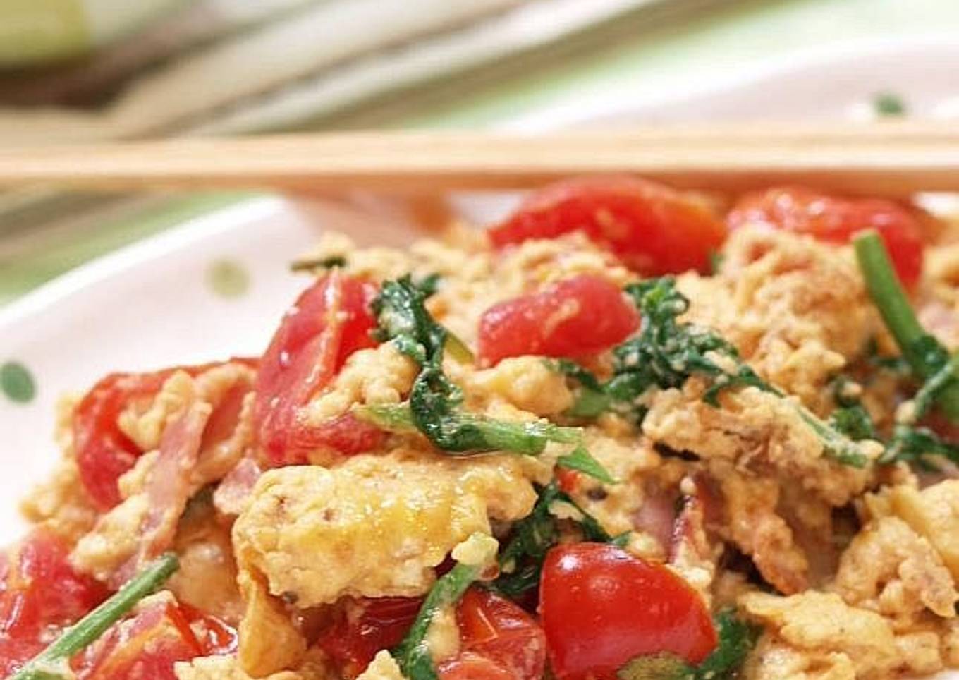 Scrambled Eggs with Colourful Vegetables and Ponzu Sauce