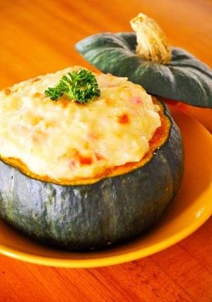 A picture of Halloween Kabocha Squash Au Gratin.