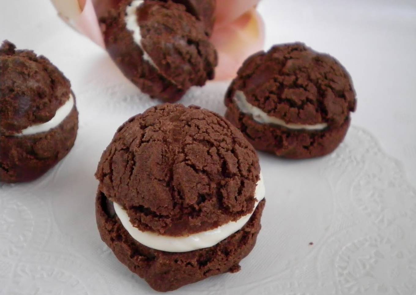 Bitter Sweet Cocoa Shortbread Cream Puffs