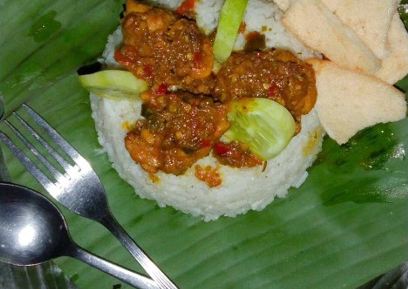 Nasi daun jeruk & rica rica ayam