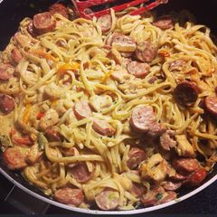 A picture of Chicken And Sausage Fettuccine.