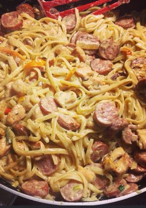 A picture of Chicken And Sausage Fettuccine.