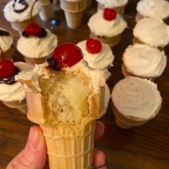 A picture of Ice cream cone cupcakes.