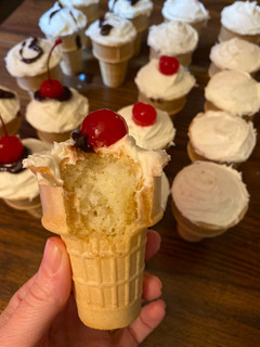 A picture of Ice cream cone cupcakes.