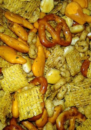 A picture of NO BAKE RANCH FLAVORED SNACK MIX (kid friendly).