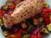 A picture of ratatouille with chicken