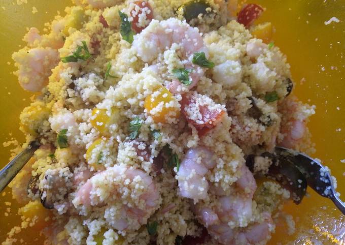 Colourful couscous salad with rainbow tomatoes lime & coriander