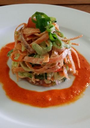 A picture of Raw vegetable pasta.