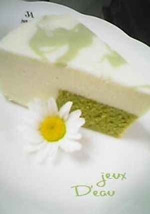 A picture of Great As A Gift Matcha Marbled Unbaked Cheesecake.