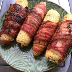 A picture of Bacon Wrapped Corn On The Cob.
