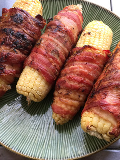 A picture of Bacon Wrapped Corn On The Cob.
