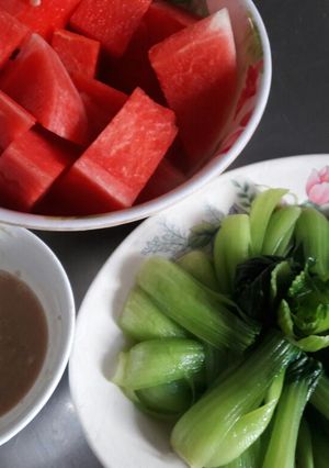 Hình của món Cải thìa luộc chấm chao.