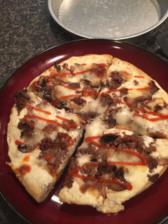 A picture of Philly Cheesesteak Pan Pizza.