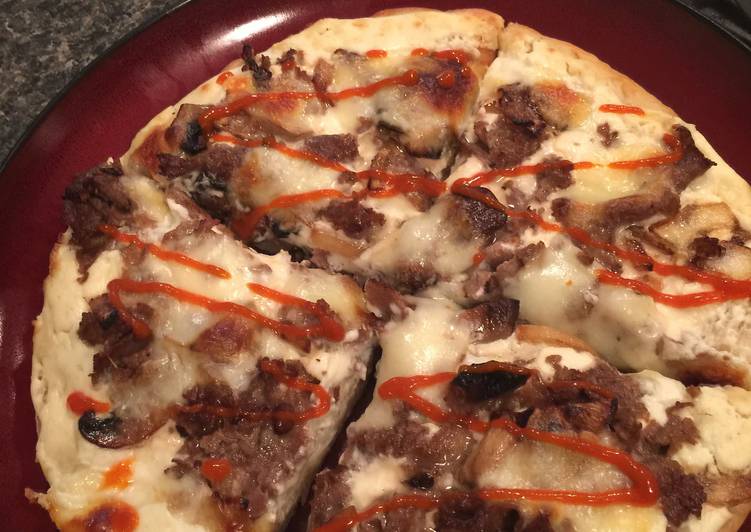 Steps to Make Perfect Philly Cheesesteak Pan Pizza