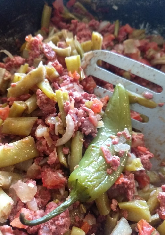 Una foto de Carne Molida con ejotes a la mexicana