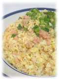 Salmon, Leek, and Green Onion Fried Rice