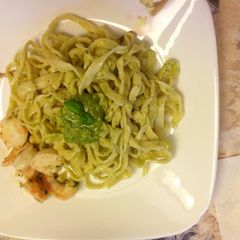 A picture of Homemade Pasta & Basil Pesto.