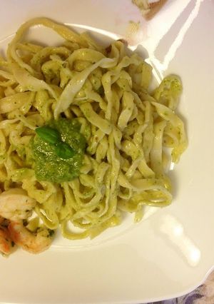 A picture of Homemade Pasta & Basil Pesto.