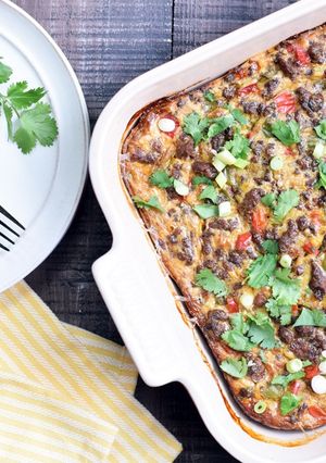 A picture of Loaded Taco Breakfast Casserole.
