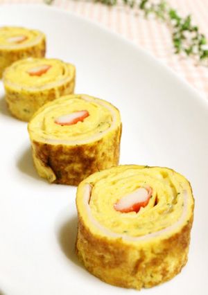 A picture of For Bentos: Crab Stick Tamagoyaki Flavored with Soup Stock and Mayonnaise.