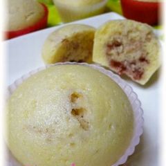 A picture of Steamed Sweet Bread with Strawberry Jam Made with Pancake Mix.