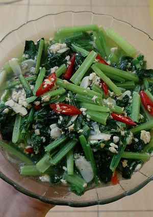 Foto resep Sawi Hijau Telur Campur