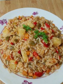 صورة لوصفة رز بالخضر
